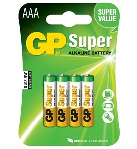 GP Super Alkaline AAA batterier, 4 stk