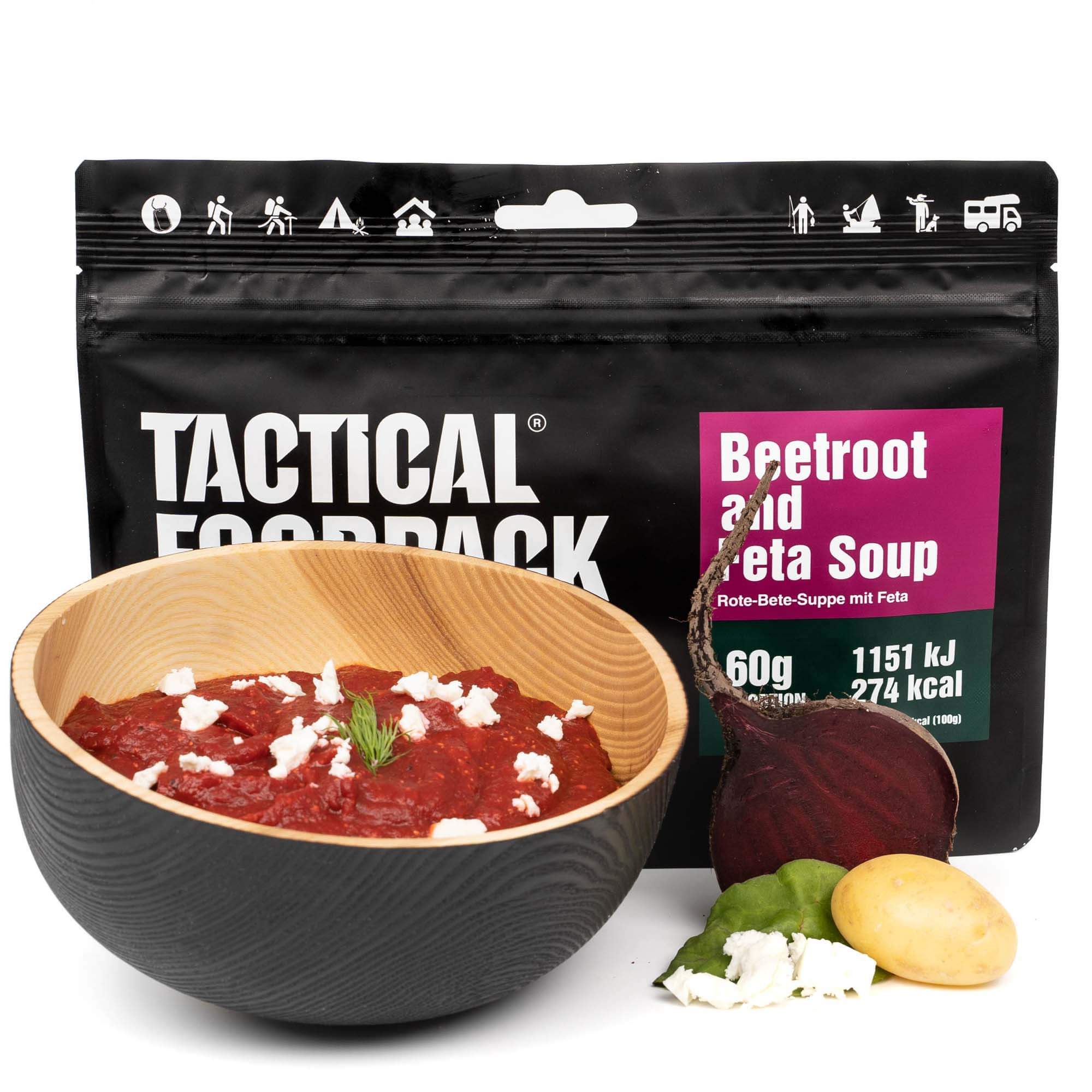 Se Tactical Foodpack Rødbedesuppe med Feta - 60g hos Handelshuset Aulum