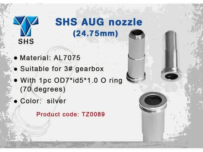 Nozzle, air, AUG, 24,75mm, i aluminium med O-ring