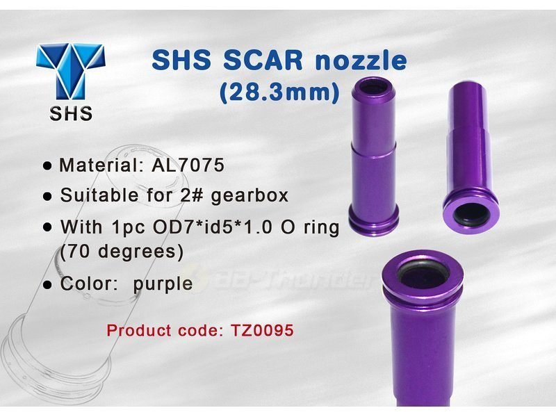 Nozzle, air, SCAR, 28,3mm, i aluminium med O-ring